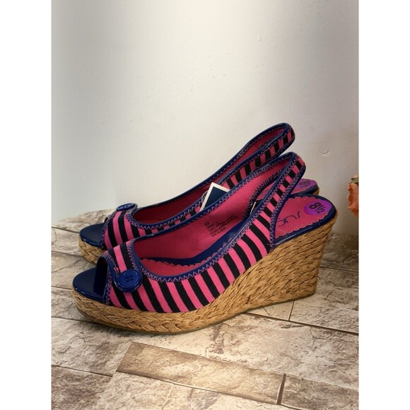 NEW WOMEN SUGAR  Pink Plaid Wedge Heels Size 8.5 M New - Picture 4 of 12